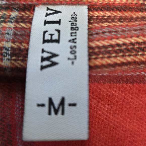 WEIV Los Angeles Red Plaid Flannel Shirt Men's M Button Up Cotton Blend Grunge - Picture 3 of 5